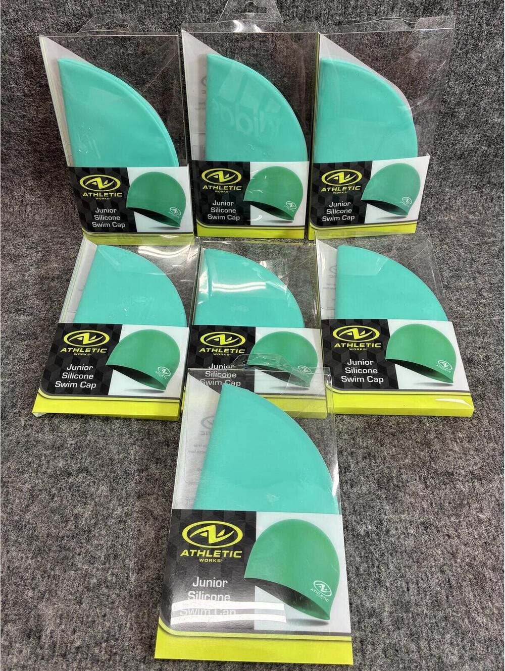 Athletic Works Junior Silicone Swim Cap Lot of 7 Turquoise